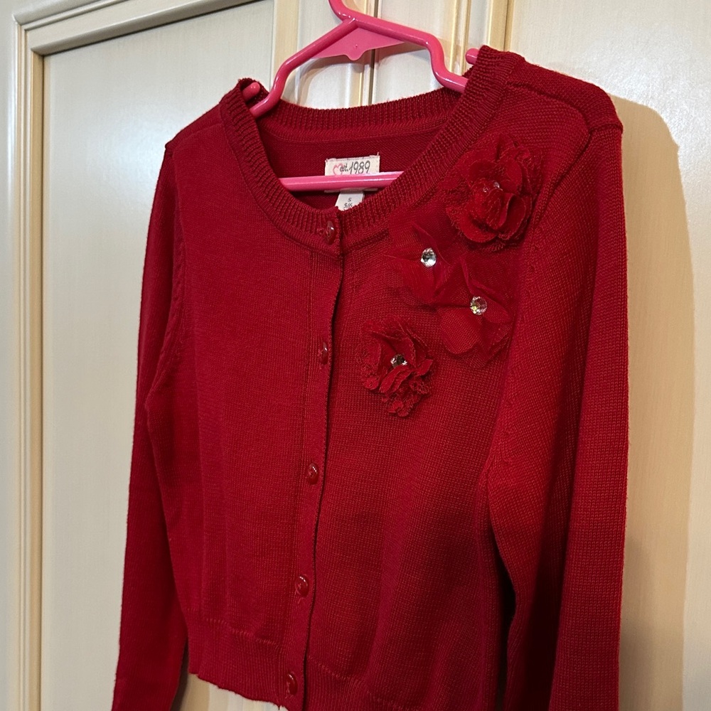 NWOT The Children's Place Red Cardigan, little girls 5/6 size
